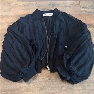 Free People Midnight Black Bomber Jacket
